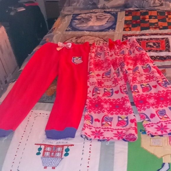 Bundle of Two,Cute Soft & Cozy, Fleece,Big Girls,PJ Bottoms with Owls,Size 7(S) - Picture 1 of 12